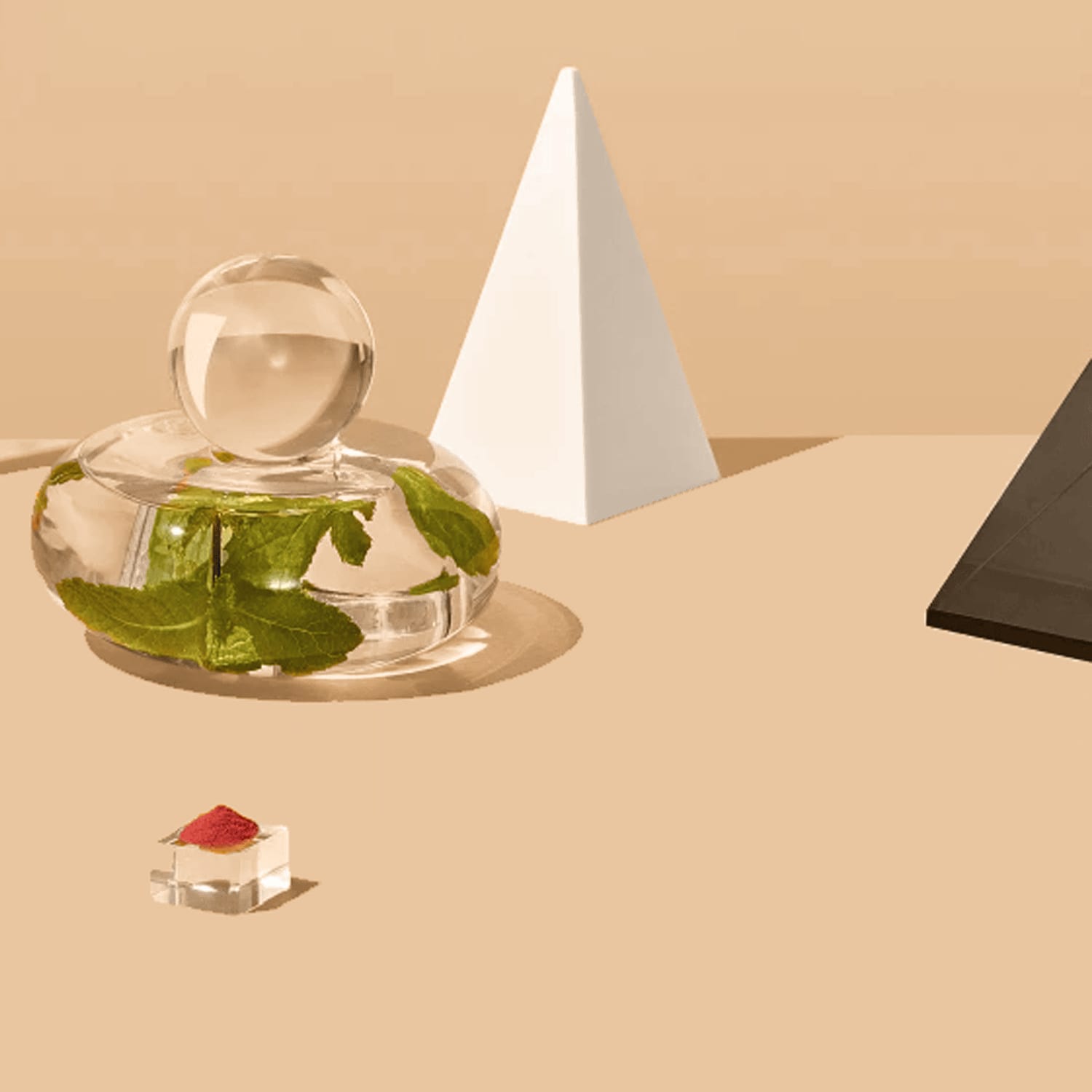 glass and pyramid props